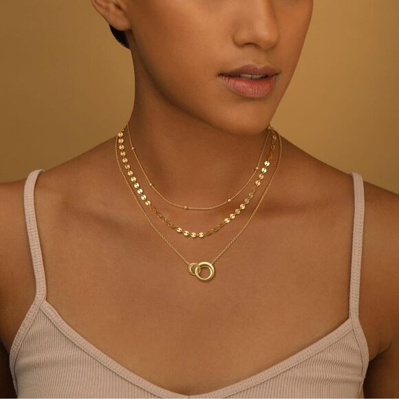 Christmas gift gold Style 03 plated layered necklaces women dainty choker set - Picture 4 of 7